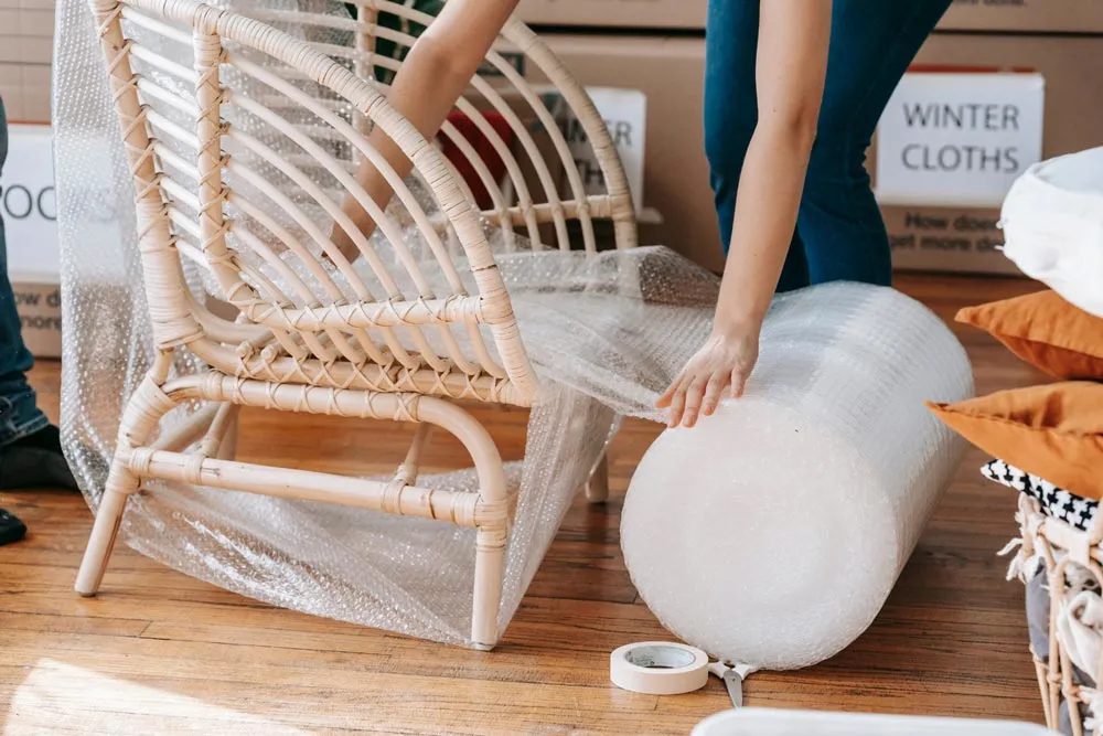 adding-bubblewrap-on-chair-in-portland-or